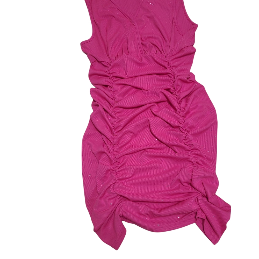 Pink Ruched Sleeveless Dress